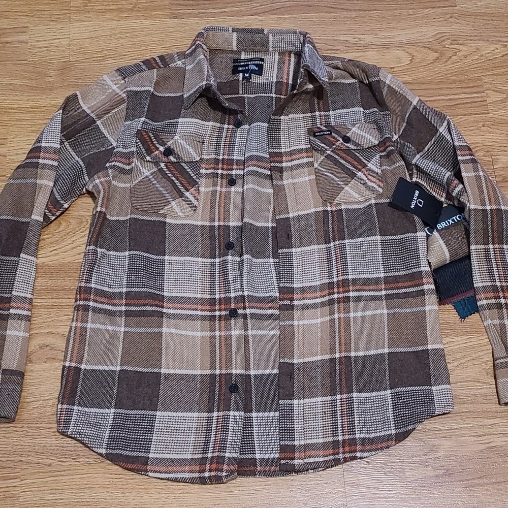 Tan and Orange Brixton Bowery Flannel Jacket